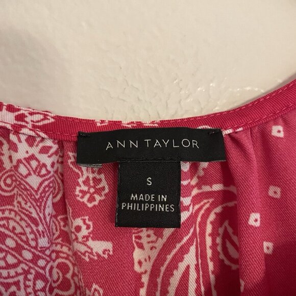 Ann Taylor Women S Pink Bandana Paisley Long Sleeve Lightweight Popover Blouse - Picture 7 of 9